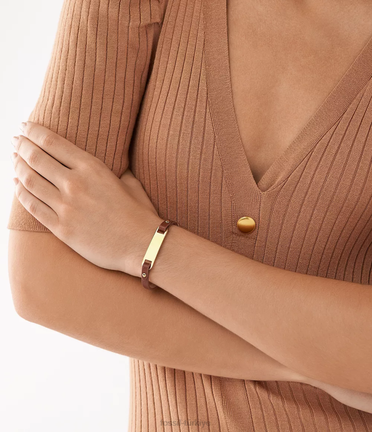 Fossil 6J04999 kahverengi miras plak deri kayış bilezik takı kadınlar