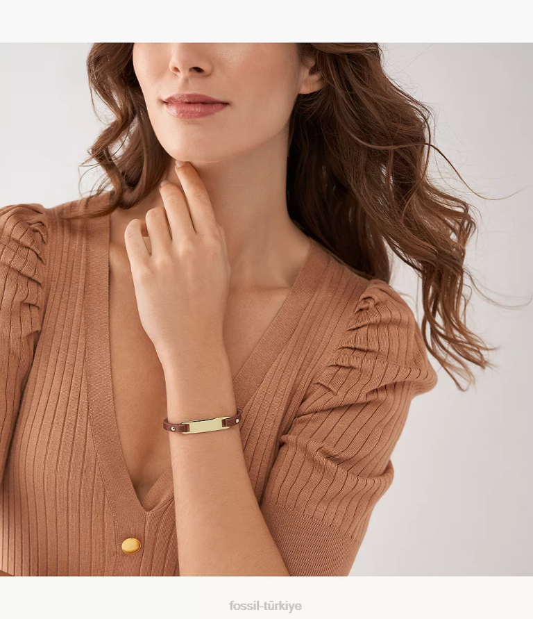 Fossil 6J04999 kahverengi miras plak deri kayış bilezik takı kadınlar