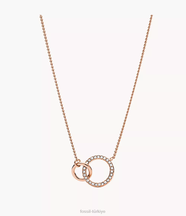 Fossil 6J041134 gül altın tonu paslanmaz çelik kolye kolye takı kadınlar