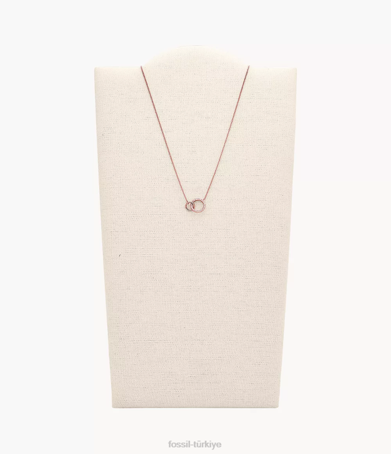 Fossil 6J041134 gül altın tonu paslanmaz çelik kolye kolye takı kadınlar