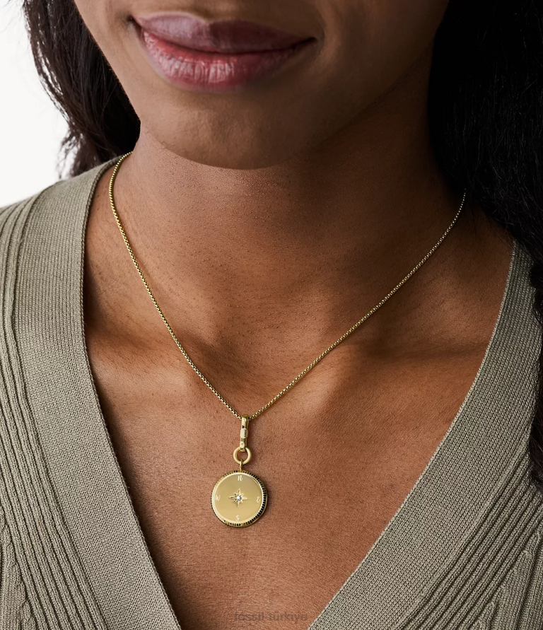 Fossil 6J041139 altın tonu Gürcistan yeni yıl niyetleri paslanmaz çelik kolye kolye takı kadınlar