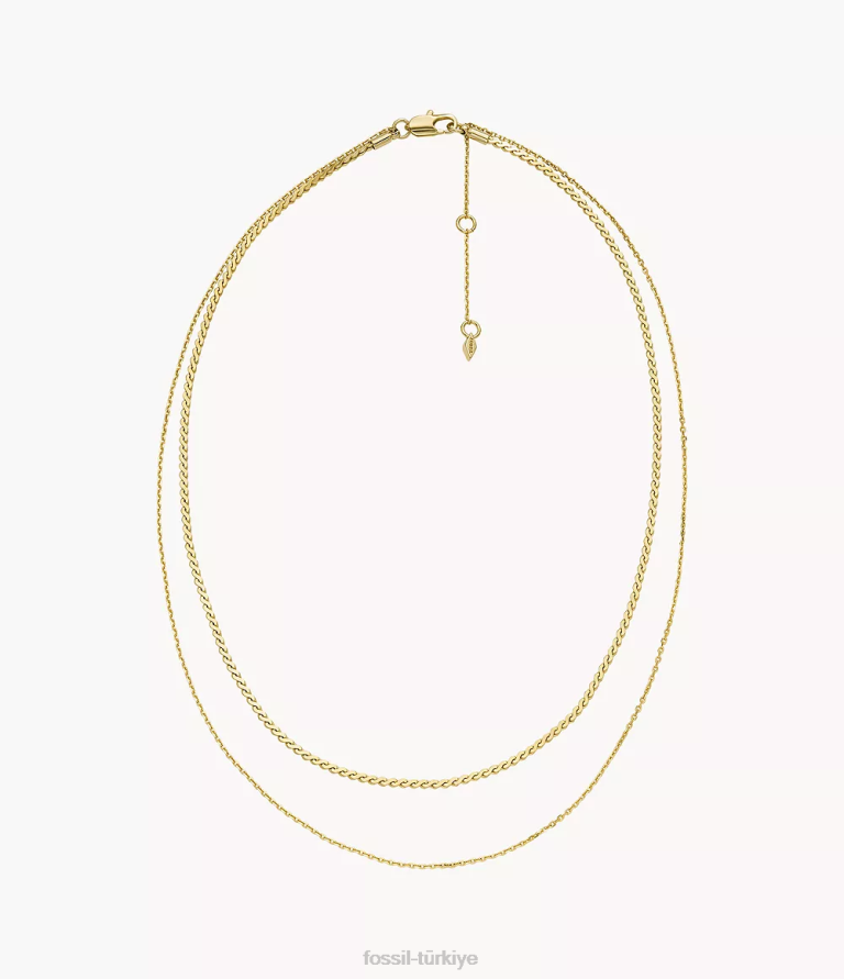 Fossil 6J041143 altın tonu pirinç çok telli kolye takı kadınlar