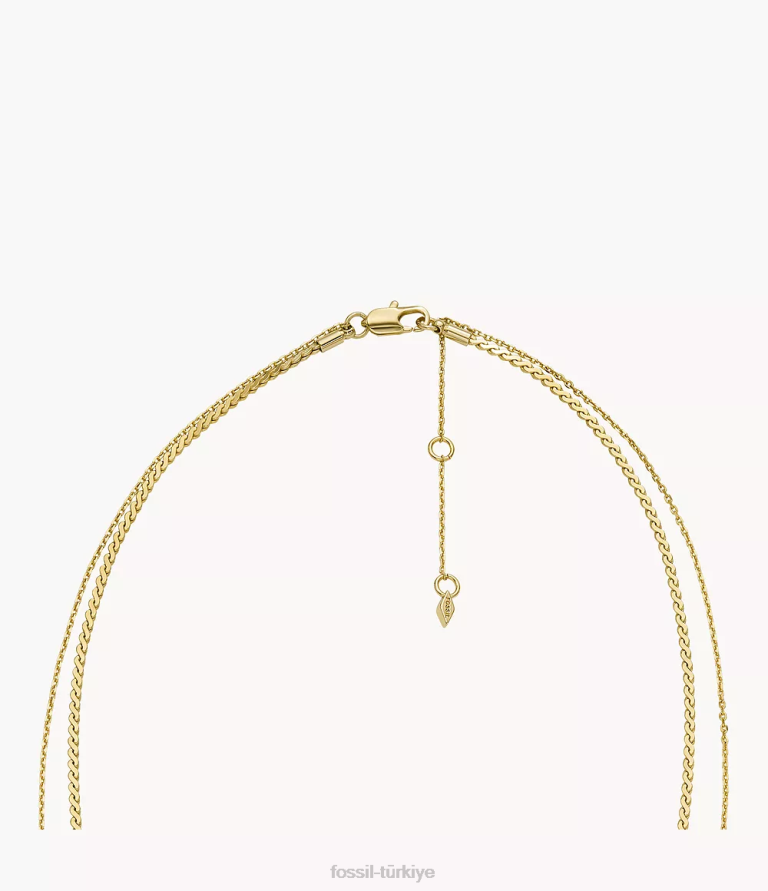 Fossil 6J041143 altın tonu pirinç çok telli kolye takı kadınlar