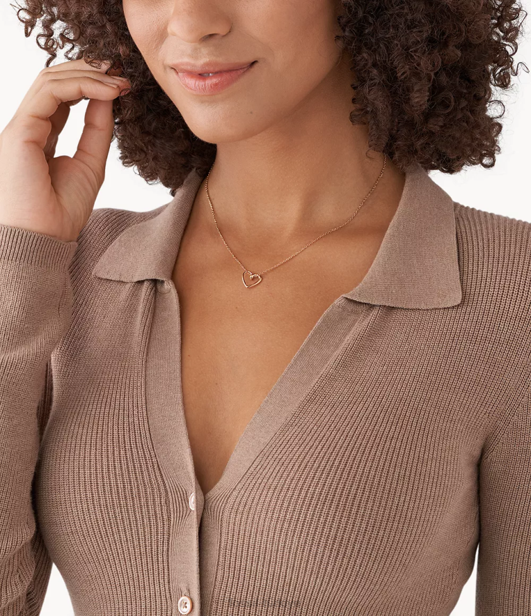 Fossil 6J041154 gül altın tonu paslanmaz çelik kolye kolye takı kadınlar