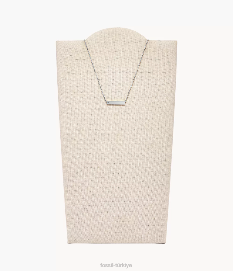 Fossil 6J041167 gümüş bar paslanmaz çelik kolye takı kadınlar