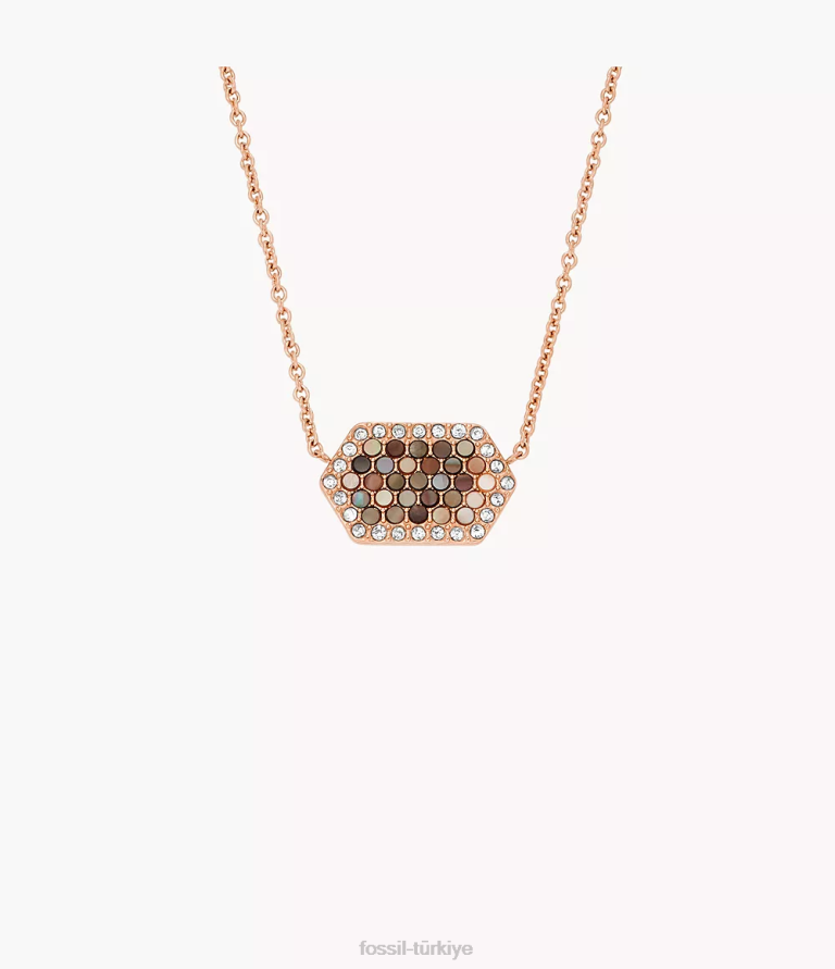 Fossil 6J041173 gri sedef zincir kolye takı kadınlar