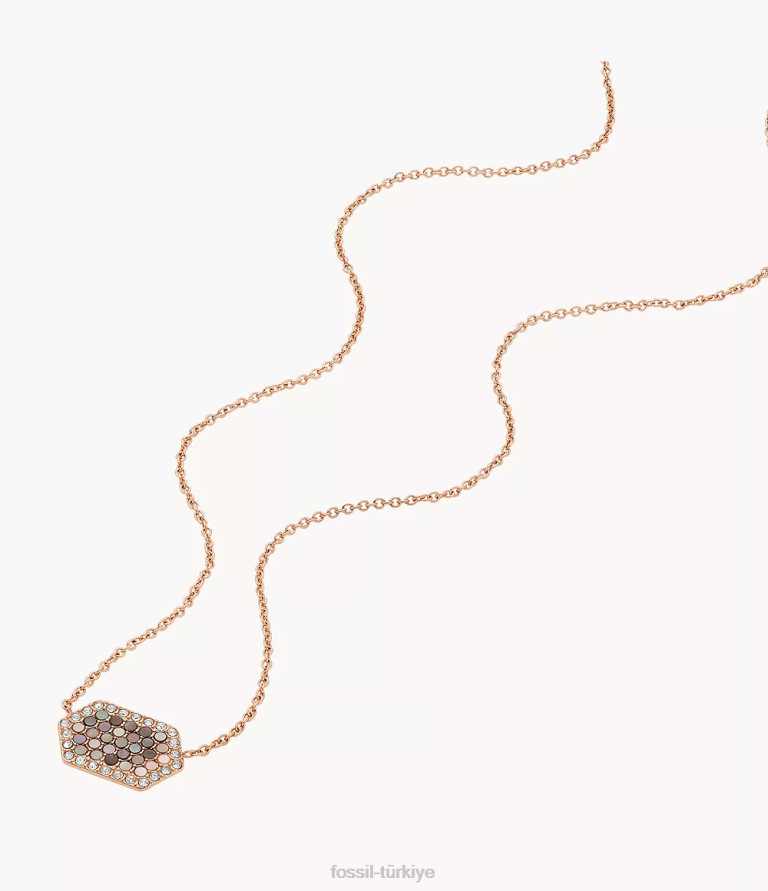 Fossil 6J041173 gri sedef zincir kolye takı kadınlar