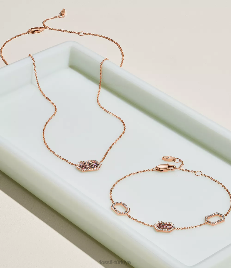 Fossil 6J041173 gri sedef zincir kolye takı kadınlar