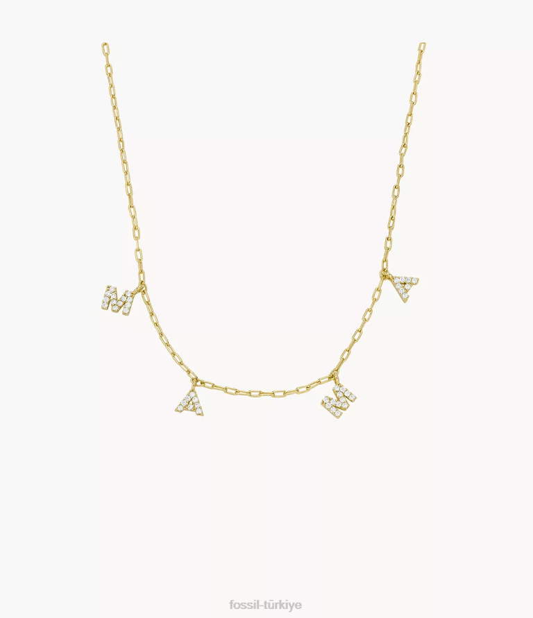 Fossil 6J041178 altın tonu ela pirinç zincir kolye takı kadınlar