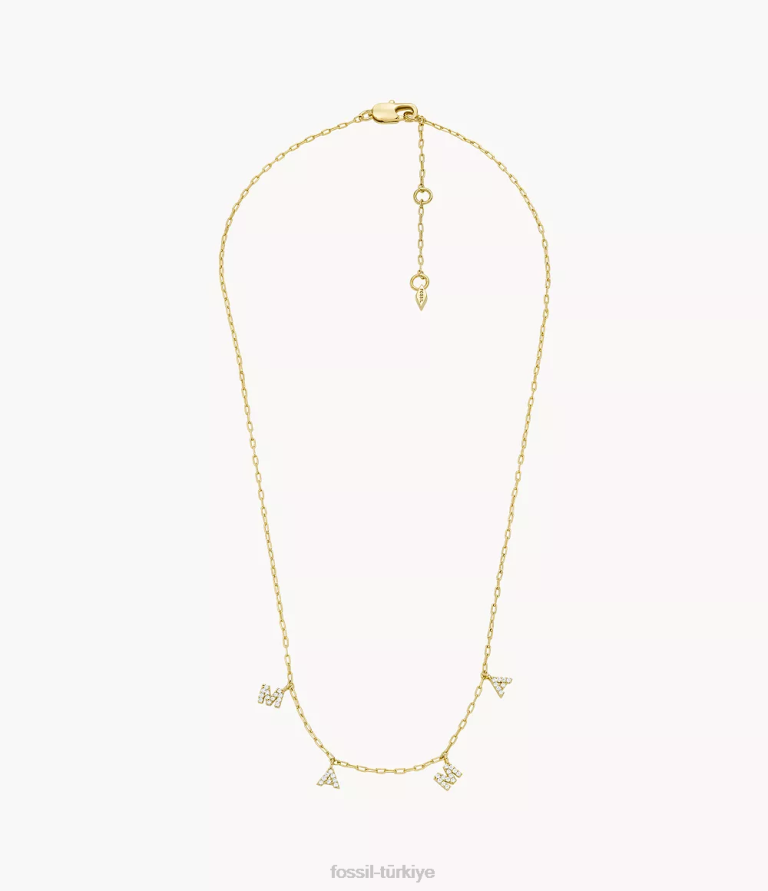 Fossil 6J041178 altın tonu ela pirinç zincir kolye takı kadınlar