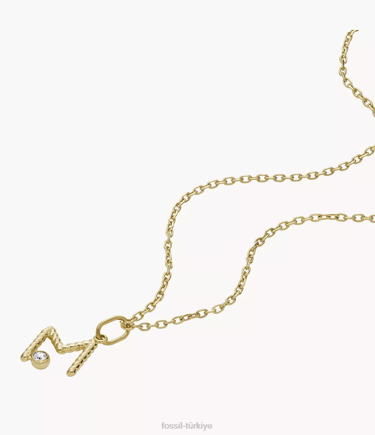 Fossil 6J041180 altın tonu paslanmaz çelik ilk kolye kolye takı kadınlar