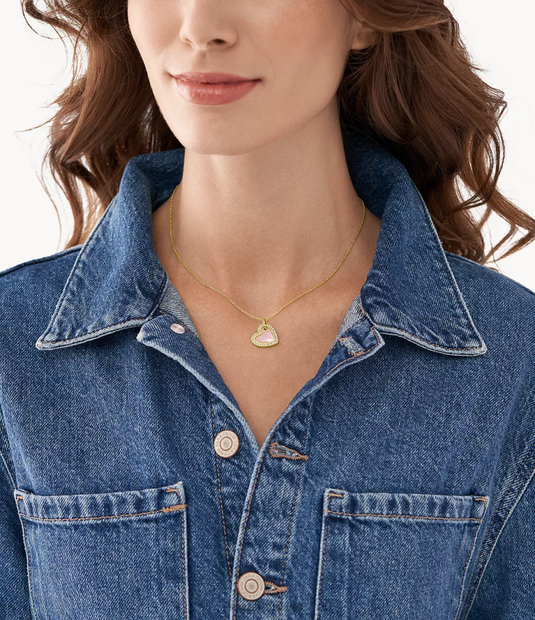 Fossil 6J041187 pembe sedef merritt kolye kolye takı kadınlar