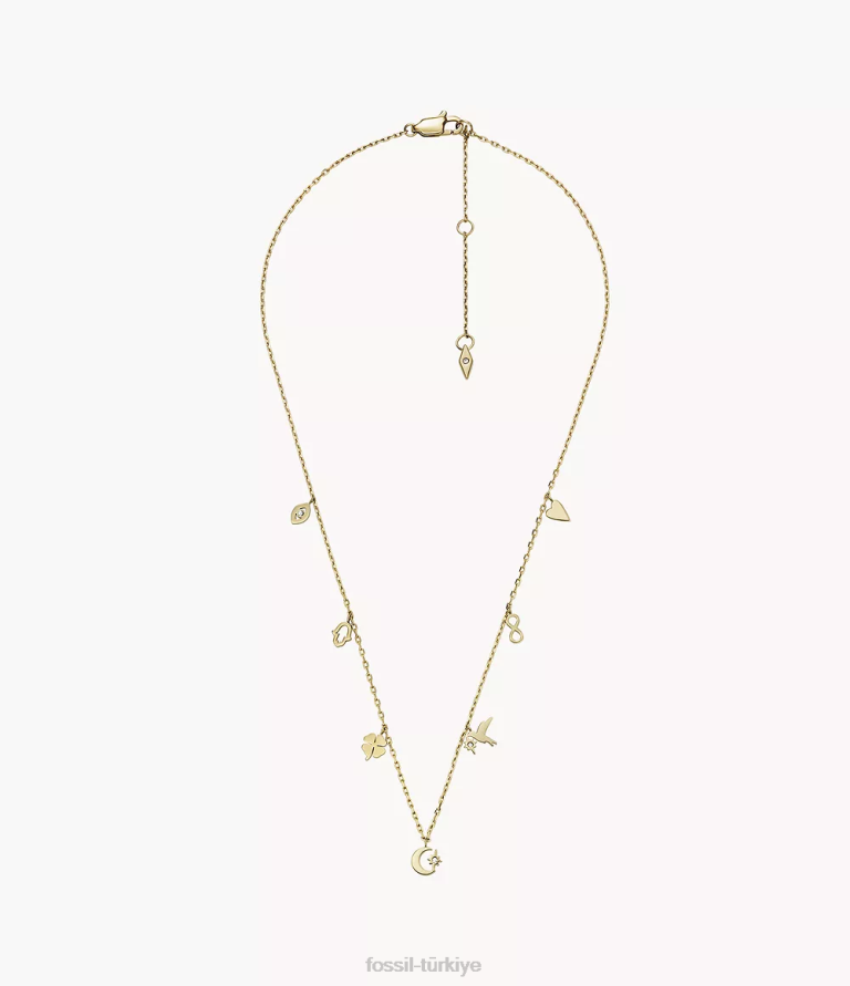 Fossil 6J041189 altın sutton simgeler paslanmaz çelik istasyon kolye takı kadınlar