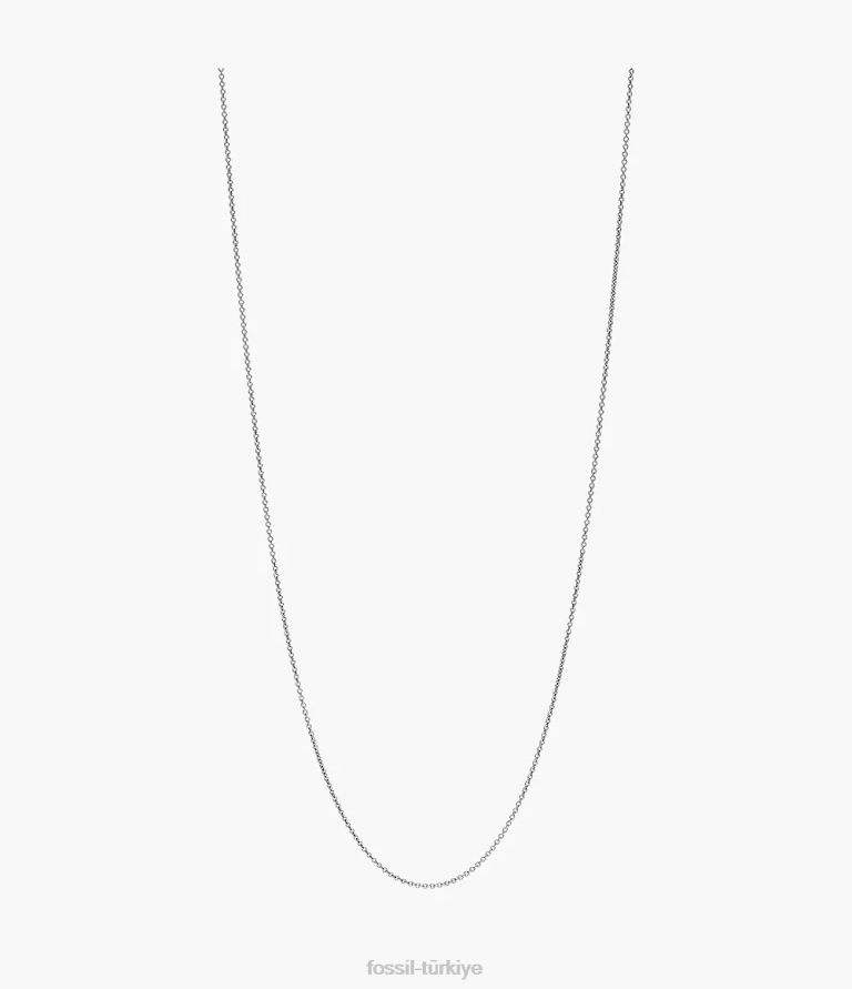 Fossil 6J041207 gümüş ton vintage ikonik oh çok çekici paslanmaz çelik zincir kolye takı kadınlar