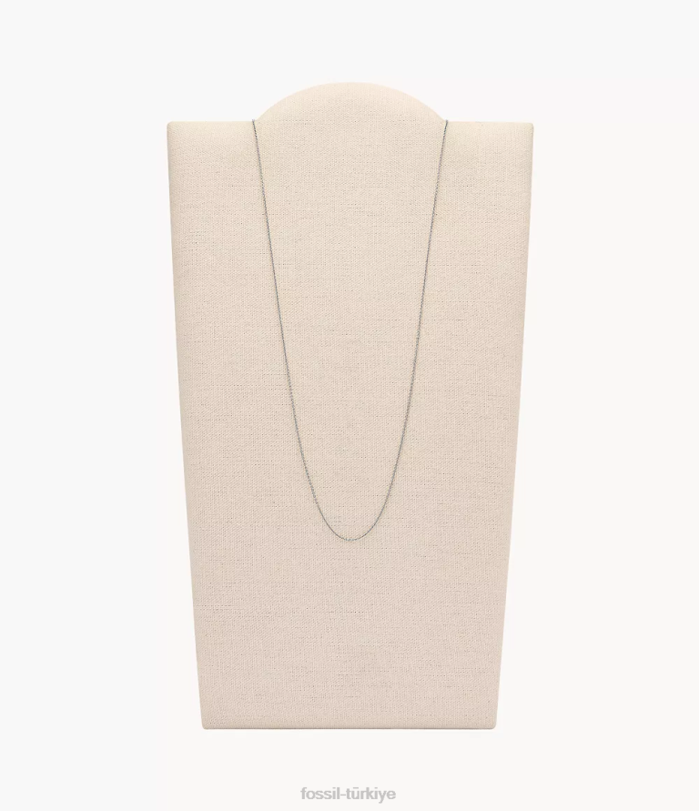 Fossil 6J041207 gümüş ton vintage ikonik oh çok çekici paslanmaz çelik zincir kolye takı kadınlar