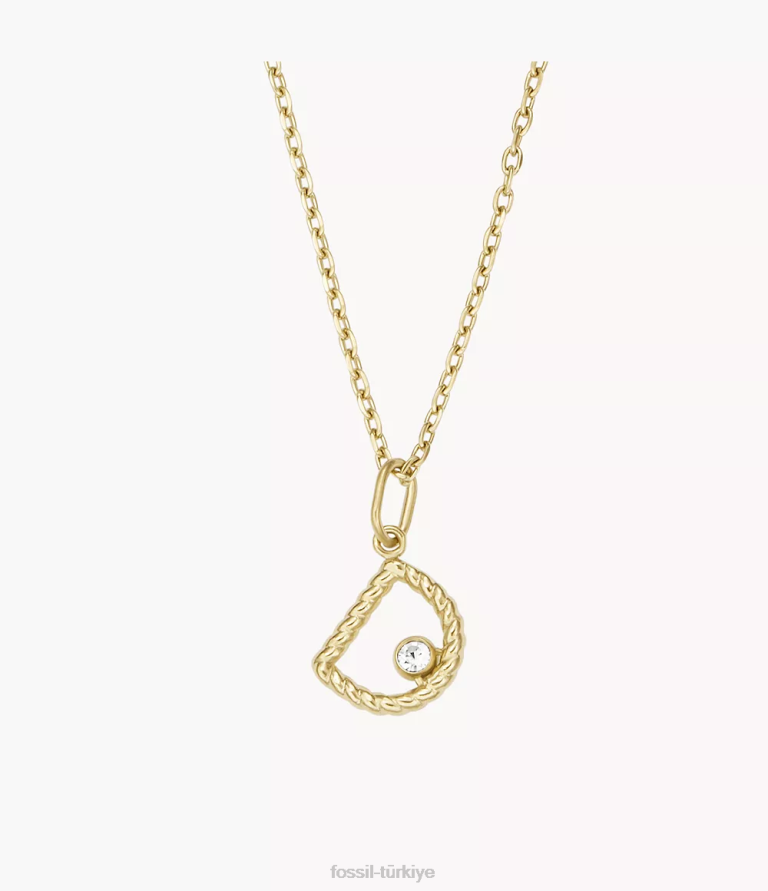 Fossil 6J041213 altın tonu paslanmaz çelik ilk kolye kolye takı kadınlar