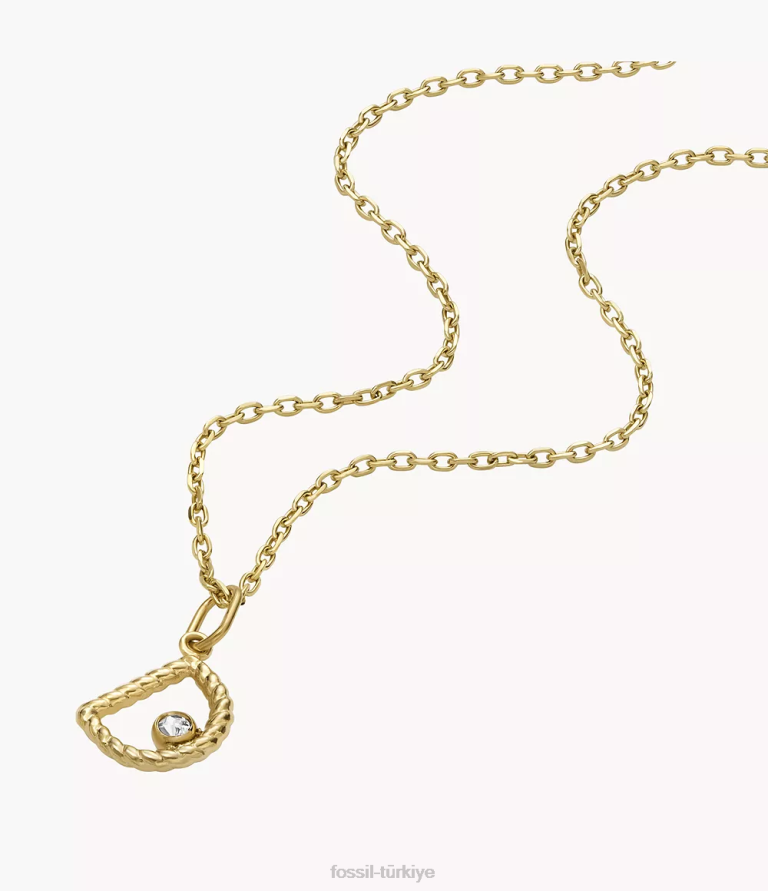 Fossil 6J041213 altın tonu paslanmaz çelik ilk kolye kolye takı kadınlar