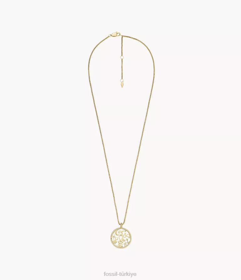 Fossil 6J041216 altın sutton simgeler paslanmaz çelik kolye kolye takı kadınlar