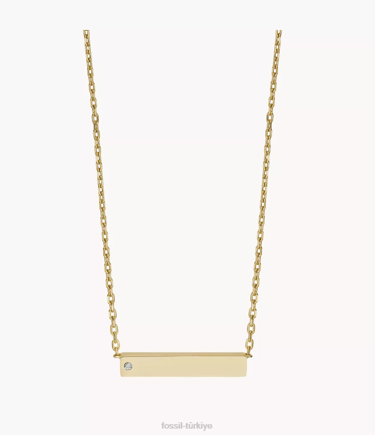 Fossil 6J041226 altın tonu paslanmaz çelik istasyon kolye takı kadınlar