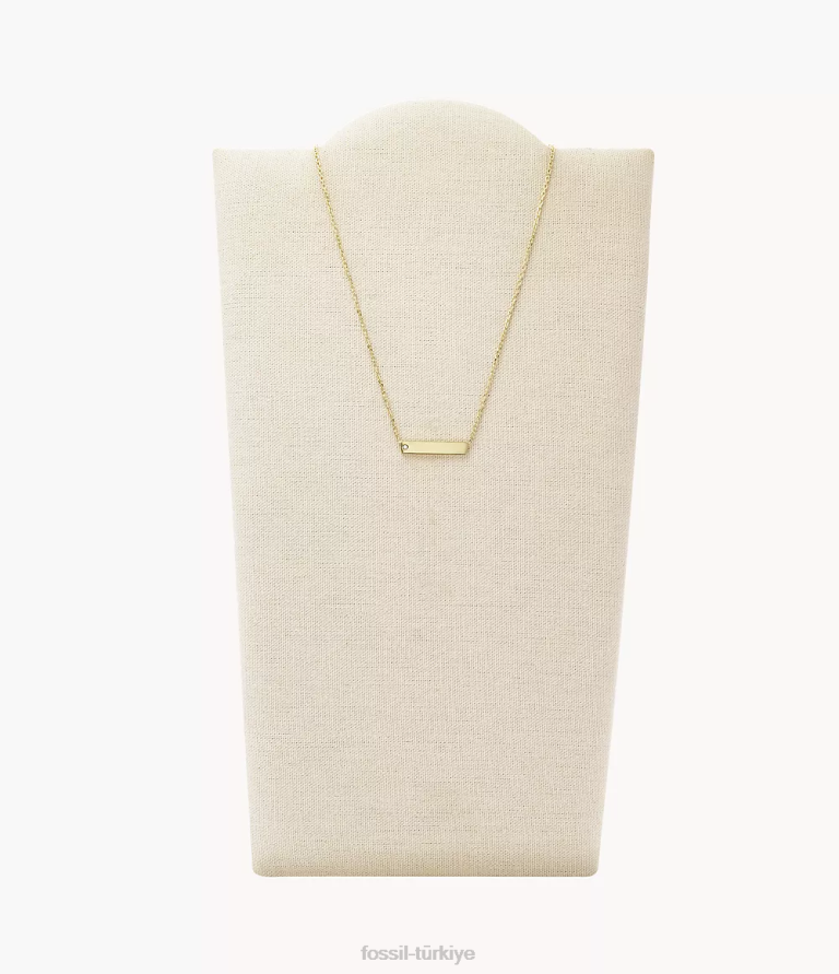 Fossil 6J041226 altın tonu paslanmaz çelik istasyon kolye takı kadınlar