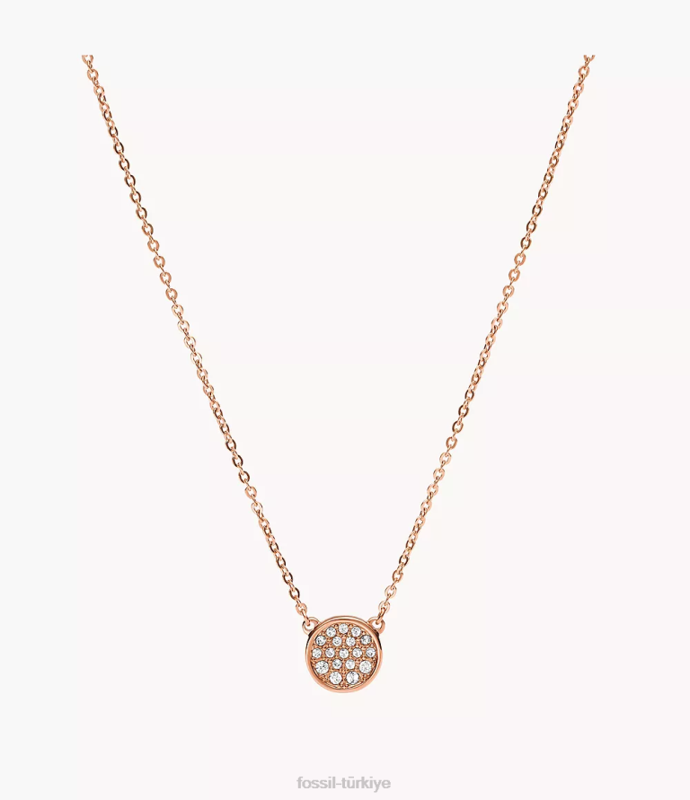 Fossil 6J041232 gül altın tonu paslanmaz çelik kolye takı kadınlar
