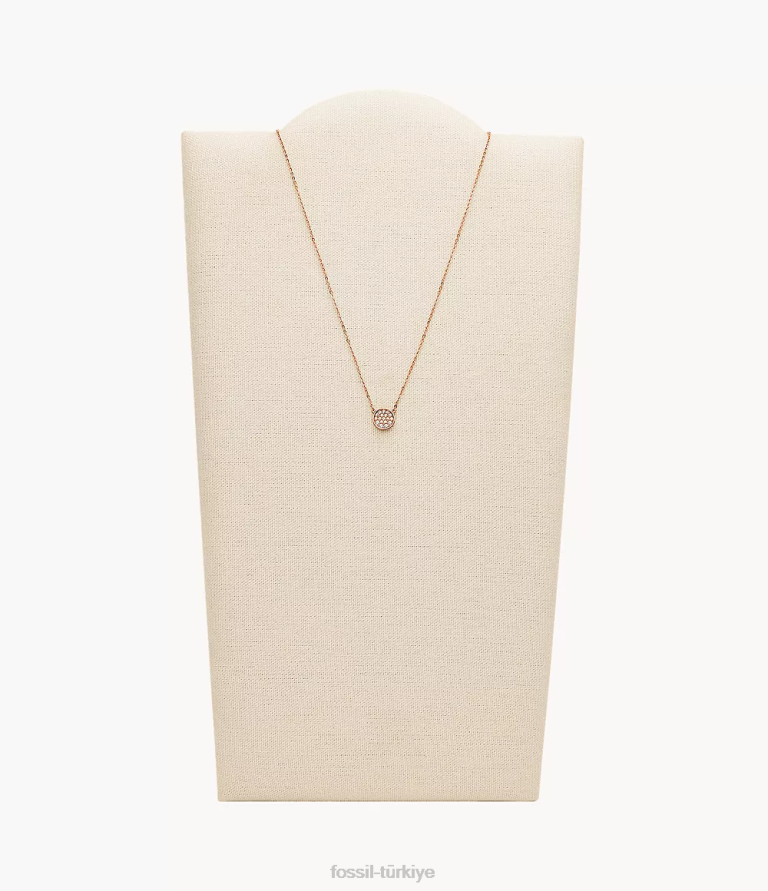 Fossil 6J041232 gül altın tonu paslanmaz çelik kolye takı kadınlar