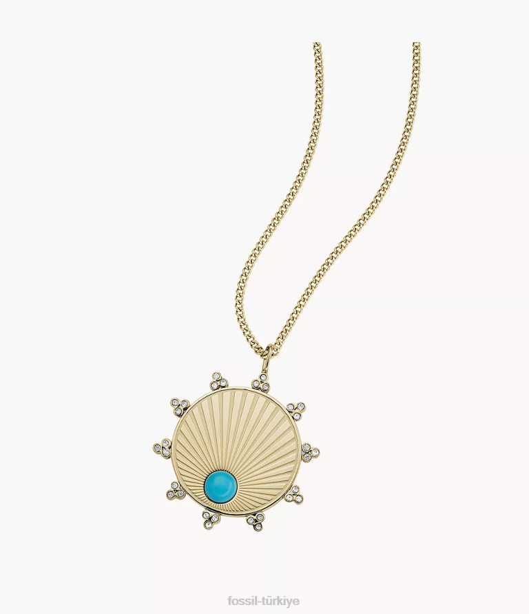 Fossil 6J041236 turkuaz Teksas güneş kolye kolye takı kadınlar