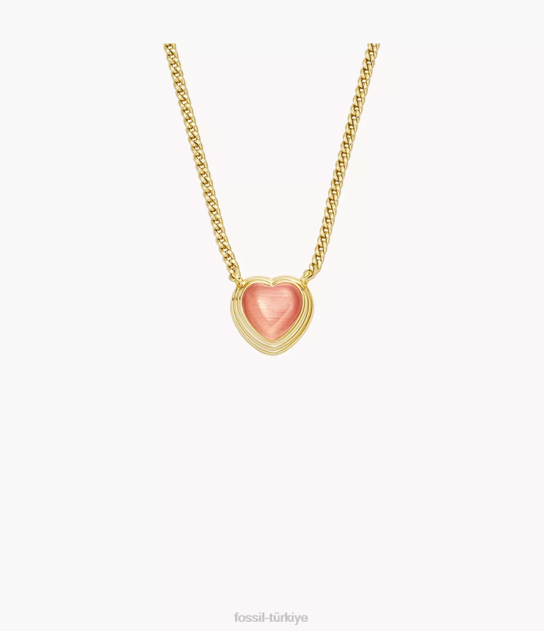 Fossil 6J041246 yumuşak pembe merritt reçine kalp zincir kolye takı kadınlar