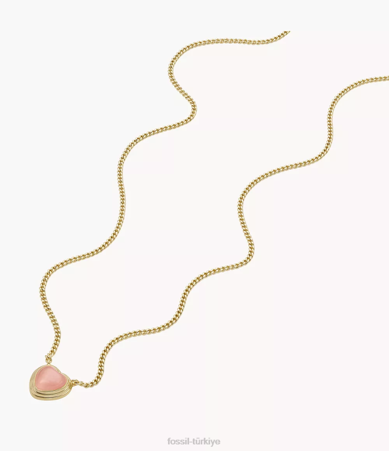 Fossil 6J041246 yumuşak pembe merritt reçine kalp zincir kolye takı kadınlar
