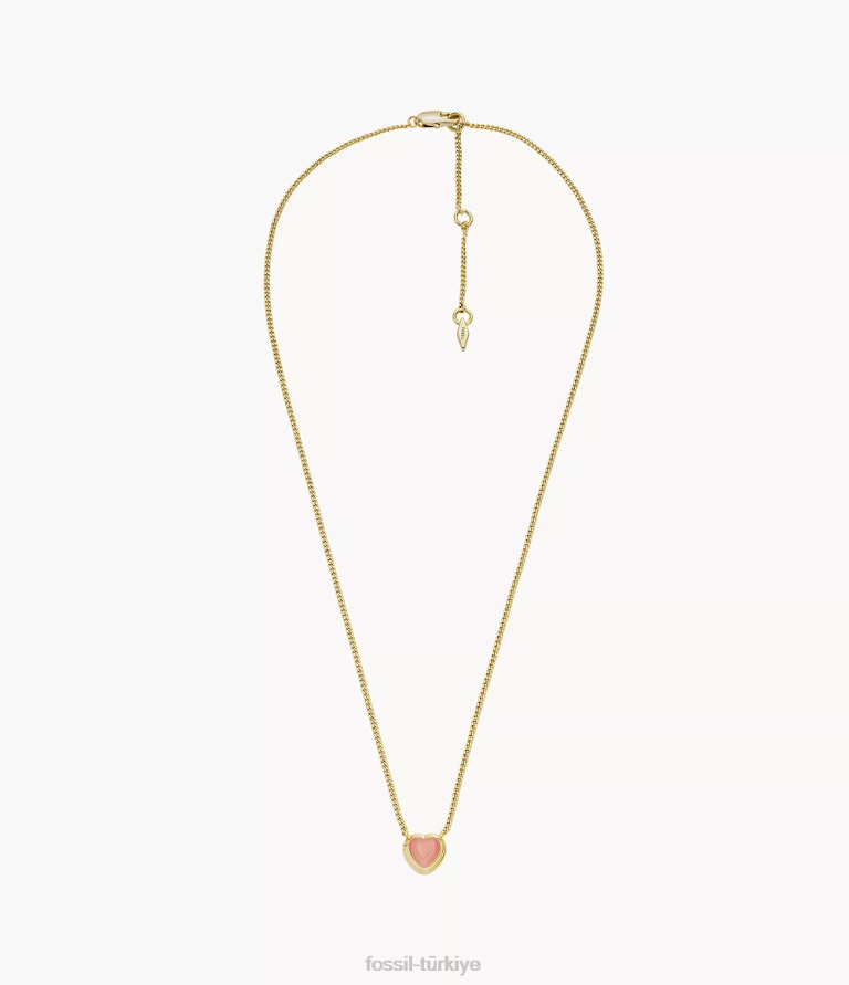 Fossil 6J041246 yumuşak pembe merritt reçine kalp zincir kolye takı kadınlar