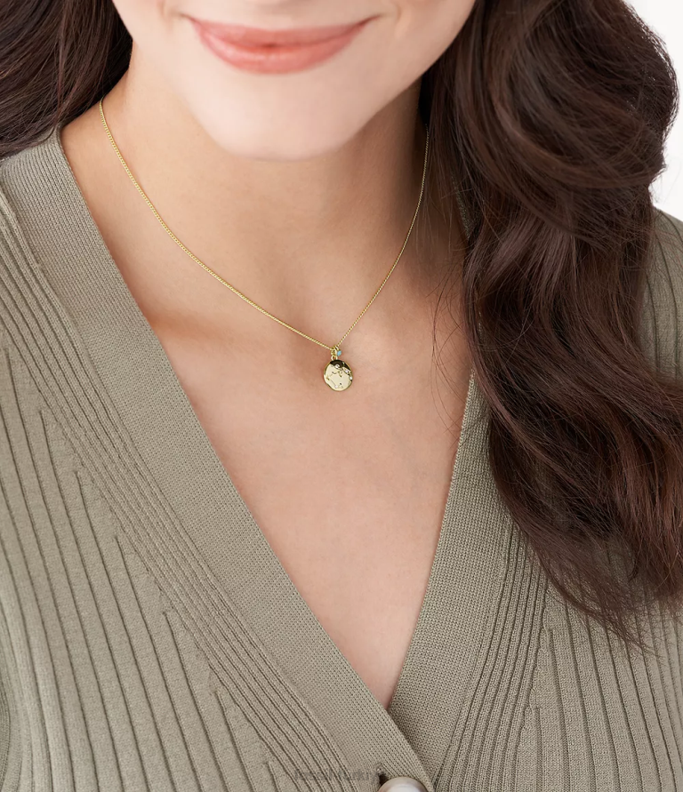 Fossil 6J041250 kristal turkuaz yay burcu kolye takı kadınlar