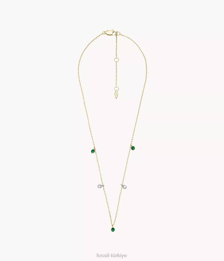 Fossil 6J041255 parlak yeşil ve berrak kristal sadie şenlikli parlaklık sarkan kolye takı kadınlar