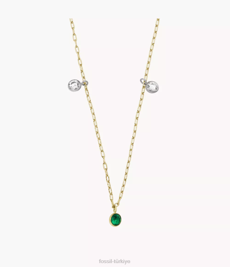 Fossil 6J041255 parlak yeşil ve berrak kristal sadie şenlikli parlaklık sarkan kolye takı kadınlar