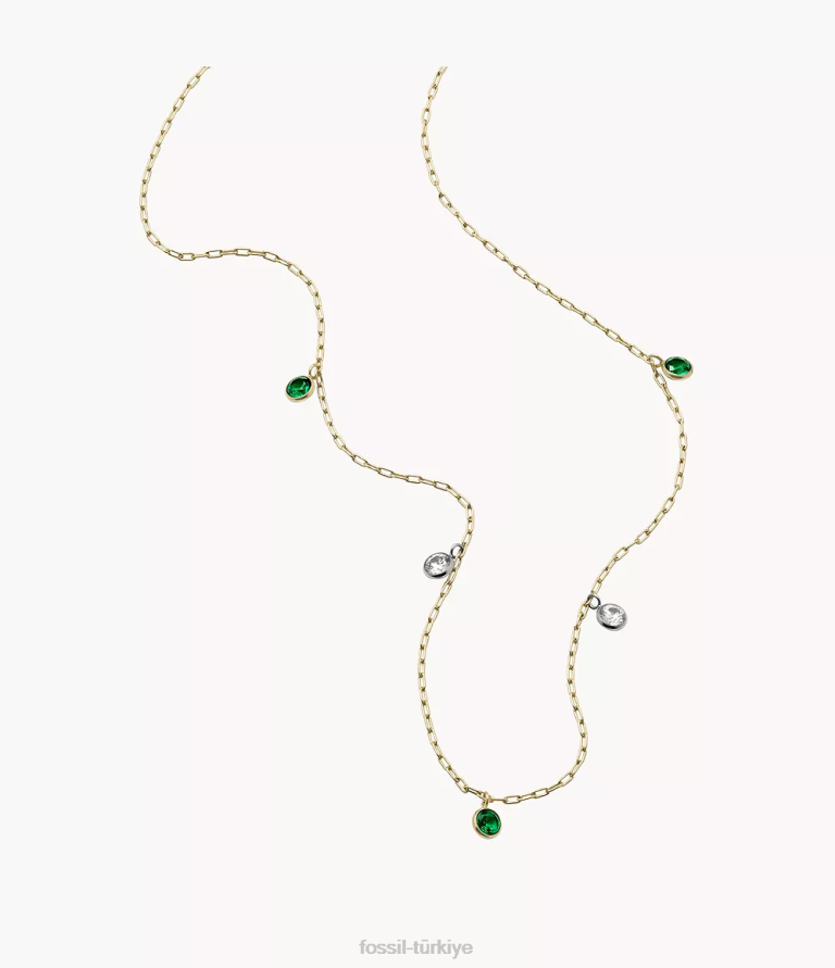Fossil 6J041255 parlak yeşil ve berrak kristal sadie şenlikli parlaklık sarkan kolye takı kadınlar