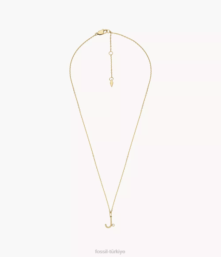 Fossil 6J041274 altın tonu paslanmaz çelik ilk kolye kolye takı kadınlar