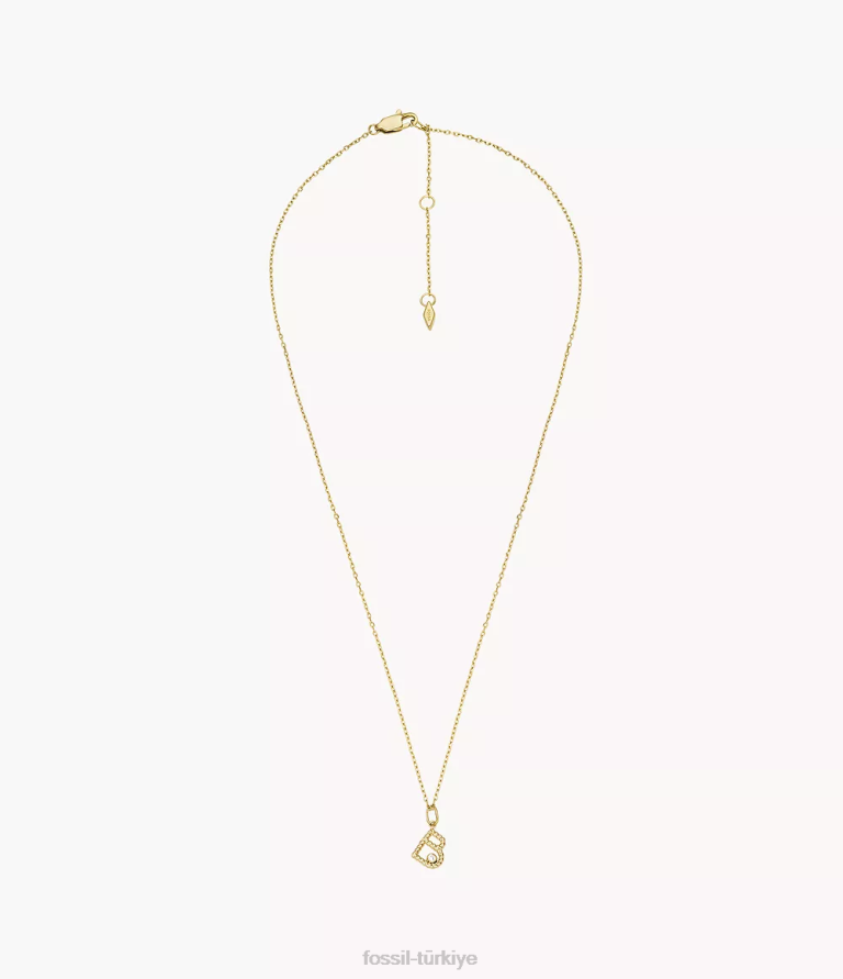 Fossil 6J041275 altın tonu paslanmaz çelik ilk kolye kolye takı kadınlar