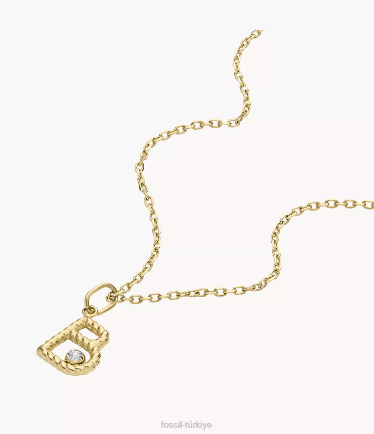 Fossil 6J041275 altın tonu paslanmaz çelik ilk kolye kolye takı kadınlar