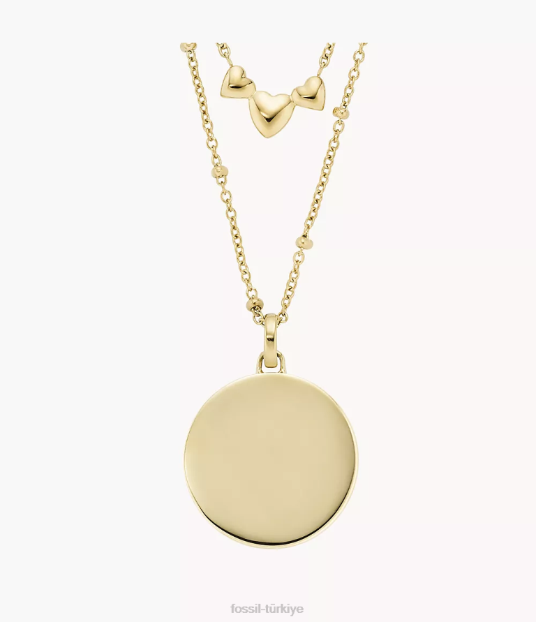 Fossil 6J041282 altın tonu elliott paslanmaz çelik çok sıralı kolye takı kadınlar