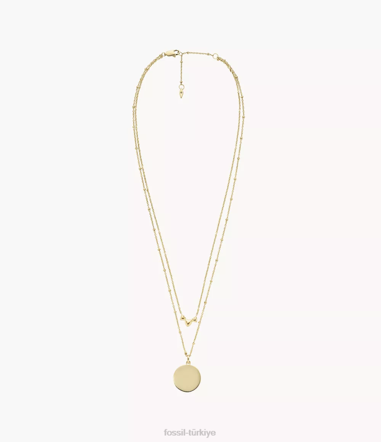 Fossil 6J041282 altın tonu elliott paslanmaz çelik çok sıralı kolye takı kadınlar