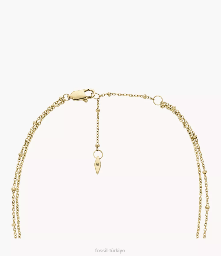 Fossil 6J041282 altın tonu elliott paslanmaz çelik çok sıralı kolye takı kadınlar