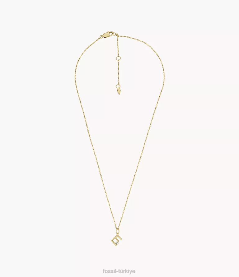 Fossil 6J041286 altın tonu paslanmaz çelik ilk kolye kolye takı kadınlar