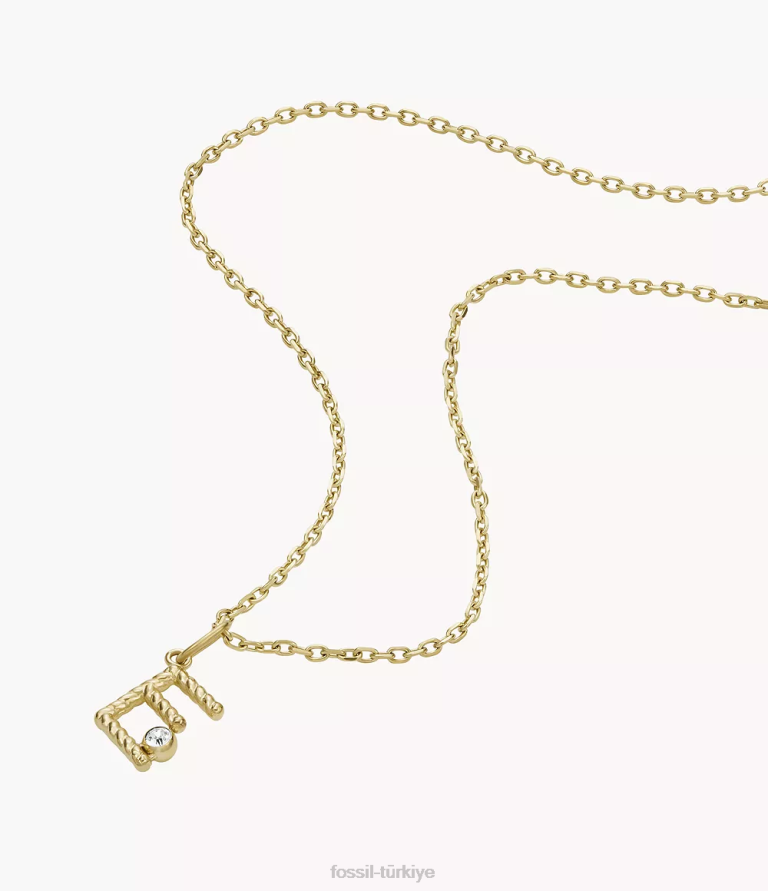 Fossil 6J041286 altın tonu paslanmaz çelik ilk kolye kolye takı kadınlar