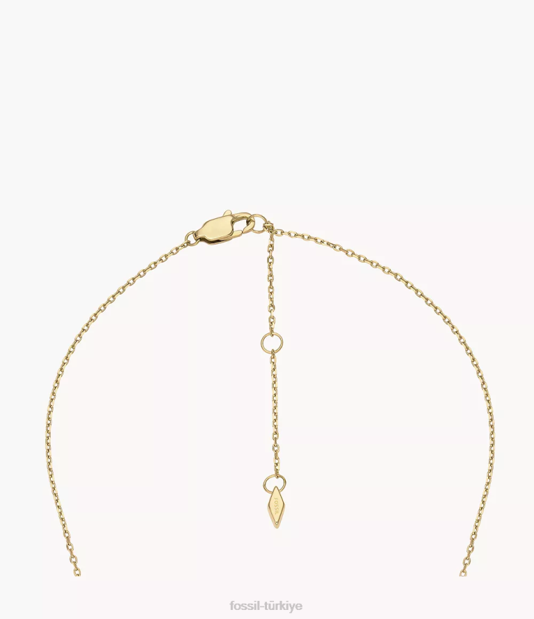 Fossil 6J041300 altın tonu paslanmaz çelik ilk kolye kolye takı kadınlar