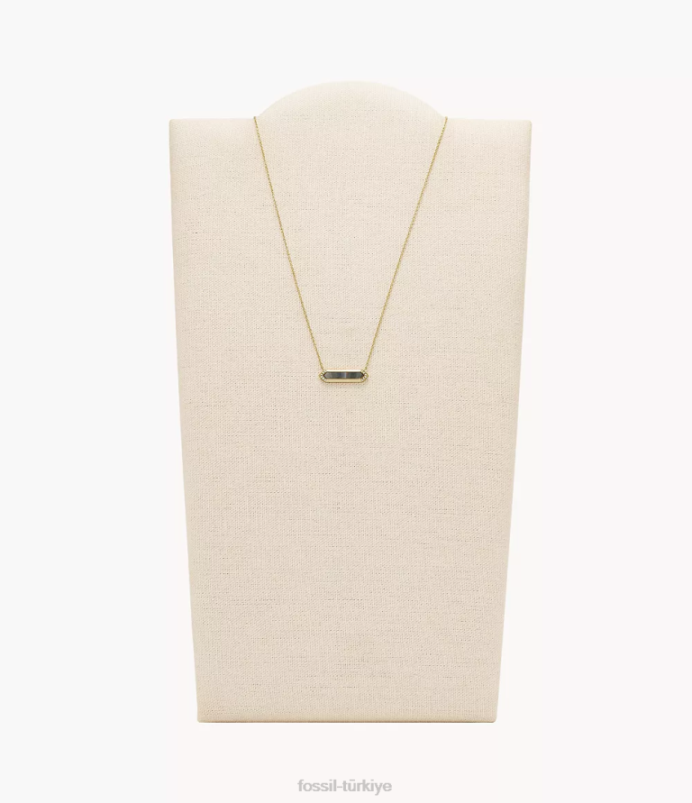 Fossil 6J041306 siyah ve altın siyah sedef val kolye kolye takı kadınlar