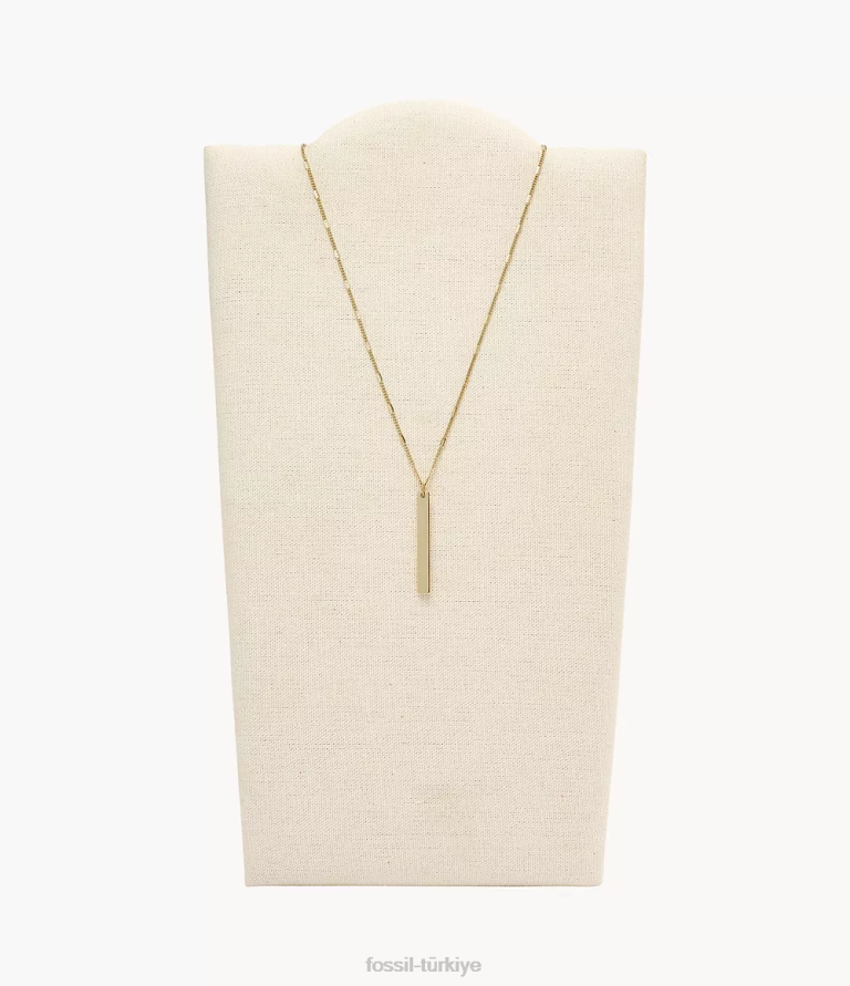 Fossil 6J041309 altın tonu şerit bar paslanmaz çelik kolye takı kadınlar