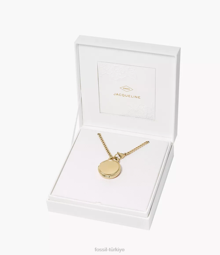 Fossil 6J04898 altın tonu jacqueline üç ibreli paslanmaz çelik saat madalyonu takı kadınlar