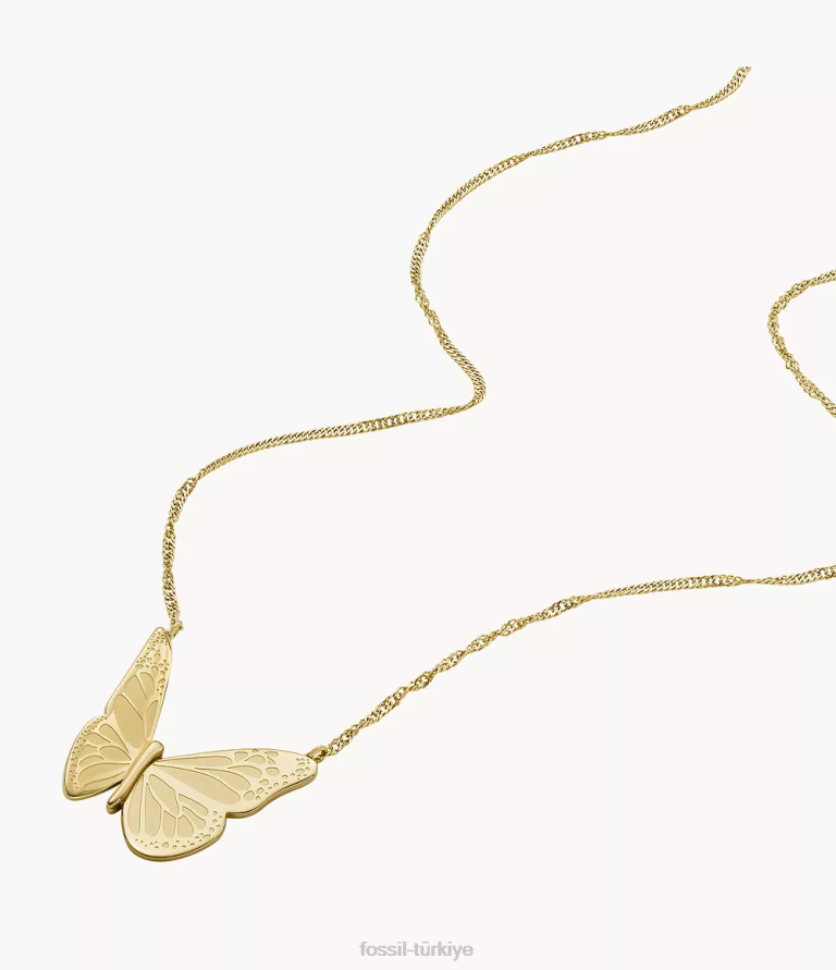 Fossil 6J04900 altın tonu la la arazi paslanmaz çelik zincir kolye takı kadınlar