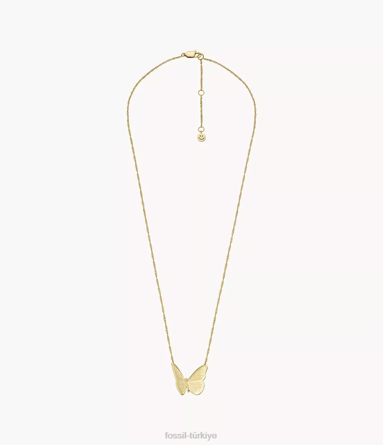 Fossil 6J04900 altın tonu la la arazi paslanmaz çelik zincir kolye takı kadınlar