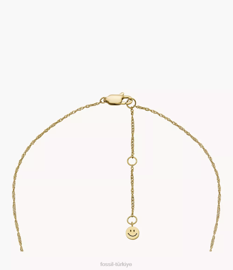 Fossil 6J04900 altın tonu la la arazi paslanmaz çelik zincir kolye takı kadınlar
