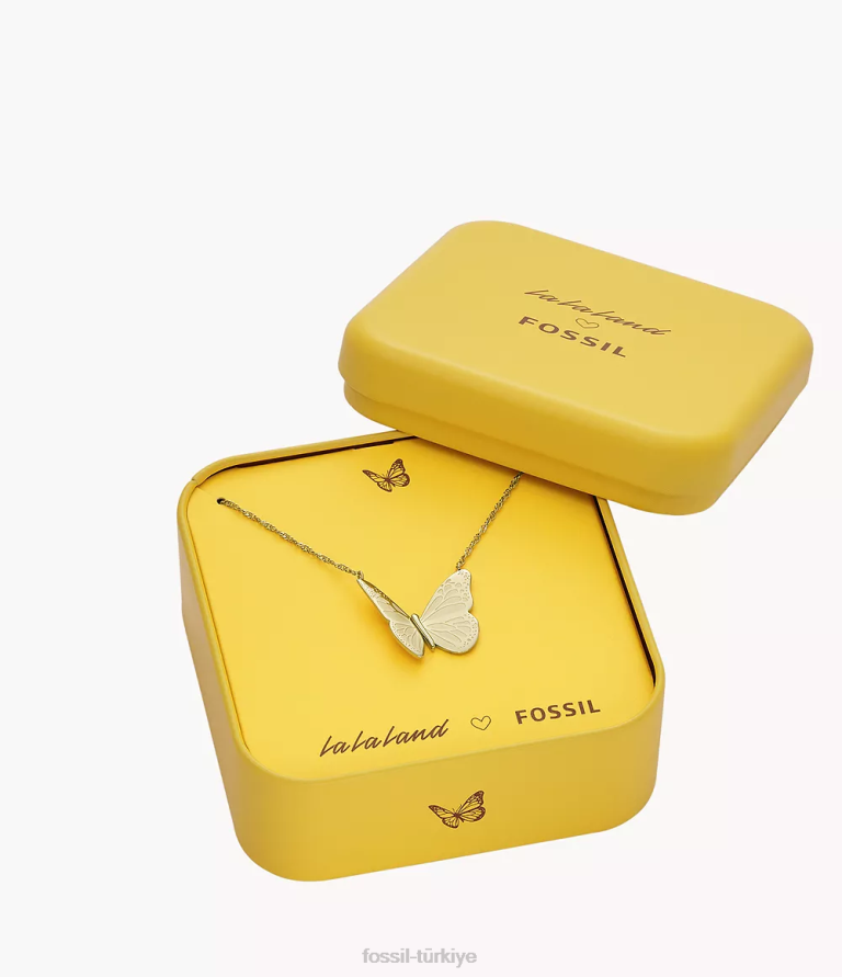 Fossil 6J04900 altın tonu la la arazi paslanmaz çelik zincir kolye takı kadınlar